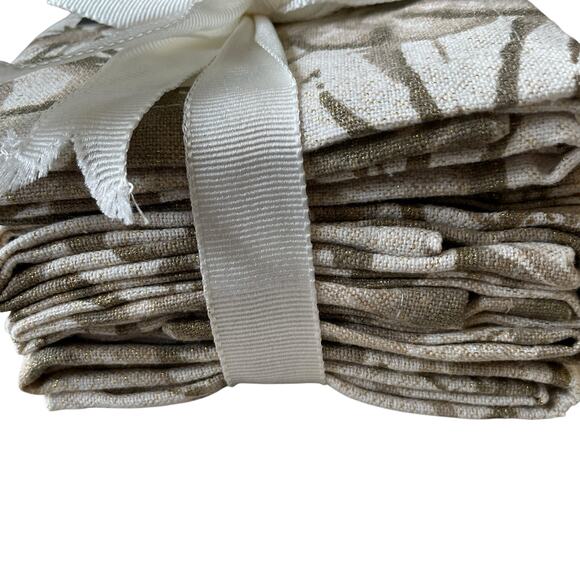 Rachel Zoe Fall Pumpkin Cotton Dinner Napkins 18x18 Beige Gold Fleck Set of 8 - Picture 3 of 12